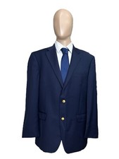 Lauren Ralph Lauren Blazer 42R Navy Blue Lightweight Wool Gold Crest Buttons EUC