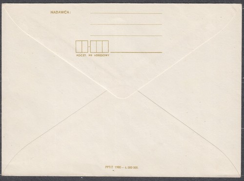 Sobre usado POLONIA 1980 Ck # 064. Ayuntamiento en Sandomierz. facsímil - Imagen 6 de 6