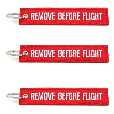 5PCS Remove Before Flight Key Chain Jet Tag Keychain Both Sides Text Embroidery 