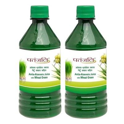 Patanjali Amla-Aloevera Juice with Wheatgrass Juice 500ml / 16.90 fl oz - (Pa...