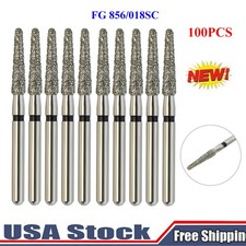 100PC Dental Diamond Burs High Speed FG 856/018SC Round End Taper Diamond Bur US