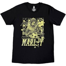 Men's Bob Marley Football Collage T-shirt Large Black