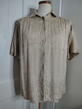 Vintage 1980s Together! Short Sleeve Tan Floral Button Down Shirt Womens 18/XL