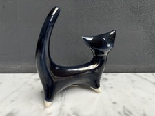 Vintage Cmielow Poland ( possibly) Cat Porcelain / China Figurine Navy Blue