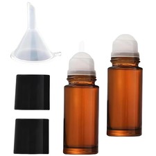 Jizlan 2Pcs Brown 50ML Glass Essential Oil Roller Bottles 50ML,