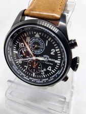 Raro orologio Air Blue Deep Blue 44 mm Charlie World Time Alarm nero zaffiro.