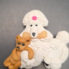 Plastic Poodle Dog Brooch Pin Pinback White Tan Pink Animals & Insects 3 in — photo 2