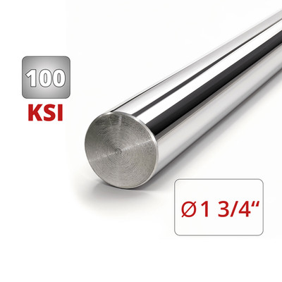 Chrome Plated Steel Rod 100 KSI - 1 3/4'' Dia x 12'' length, 1045 steel