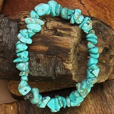 Tumbled and True Turquoise Chip Stretch Stacking Bracelet