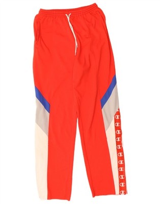 Champion Mens Graphic Tracksuit Trousers Small  Red Colourblock Polyamide DJ23