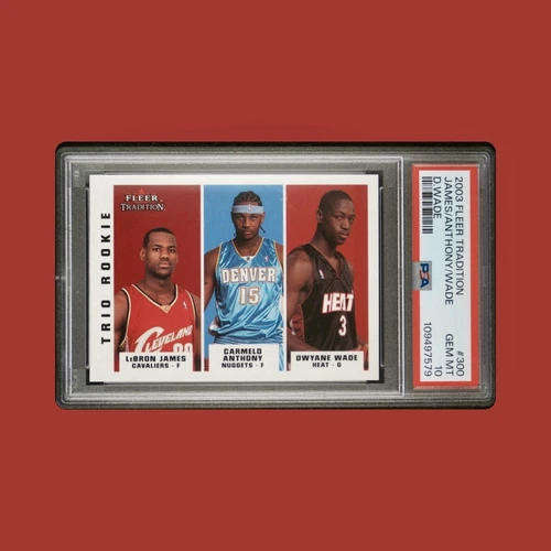 2003 Fleer Tradition Lebron James #300 Dwyane Wade Carmelo Anthony RC PSA 10