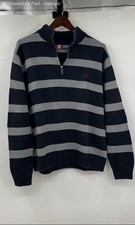 Chaps Striped 1/4 Zip Knit Pullover Sweater Men's L Oversized 100 Cotton