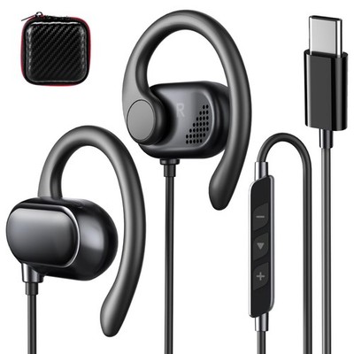 USB Earbuds Wired Open Ear Headphones for iPhone 17 16 16e 15/Samsung S26 S25...
