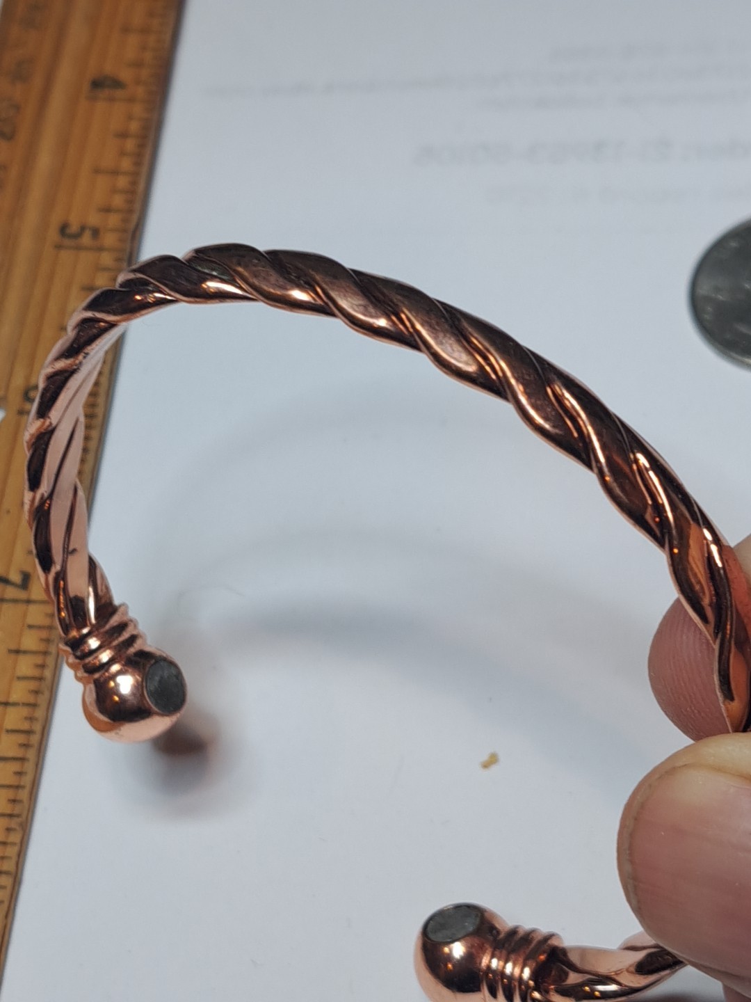 Hammered Solid Copper Cuff Bracelet Wire Twist  H… - image 10