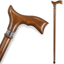 Wooden Walking Cane for Men, Ergonomic Handcrafted Cane, Ash Wood 36 Inch