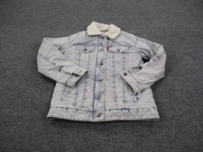 Levis Jean Jacket Womens XS Blue Denim Sherpa Lined Trucker Outdoors Red Tab