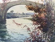 Alphonse REY (1865-1938) Impressionist Watercolor Landscape At The River Avignon