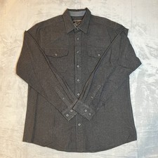 Shirt Mens Dark Gray Button-Up Heavyweight Flannel Grizzly Mountain Size XLT