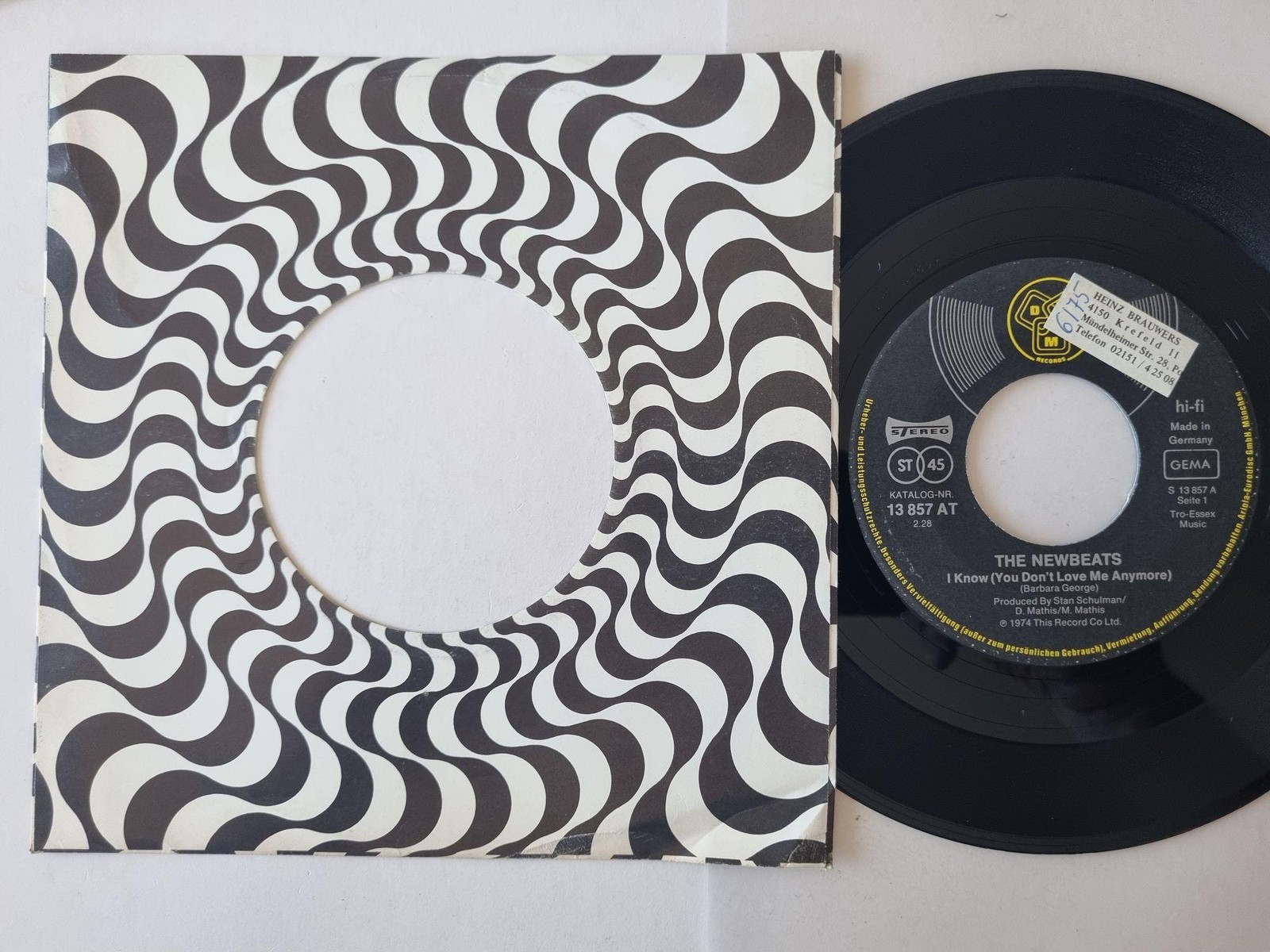 The Newbeats - I Know (You Don't Love Me Anymore) 7'' Vinyl Germany