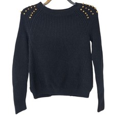 Express Black Knit Sweater With Gold Studs Size XS