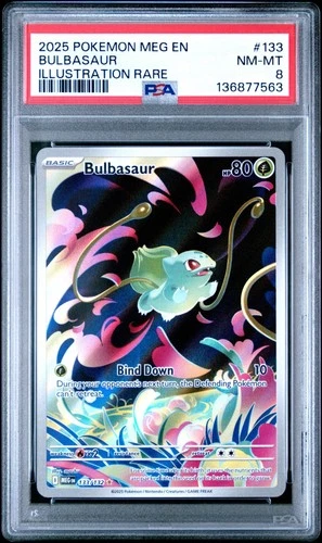 Pokemon TCG Bulbasaur 133/132 Mega Evolution Illustration Rare PSA 8