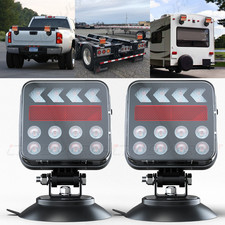 2X Wireless Trailer Lights Magnetic LED Tow Light Turn Signal Brake Reverse Stop