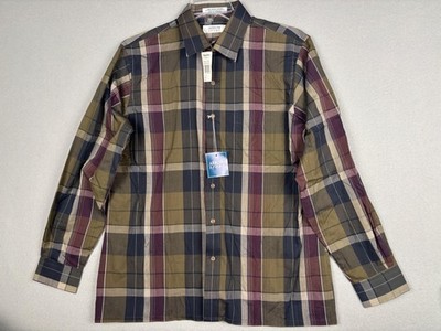 Arrow Sport Shirt Mens Large Green Plaid Button Down Long Sleeve Loden Casual