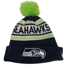 Seattle Seahawks NFL Knit Beanie Hat Pom Pom Green White Navy Adult New Era