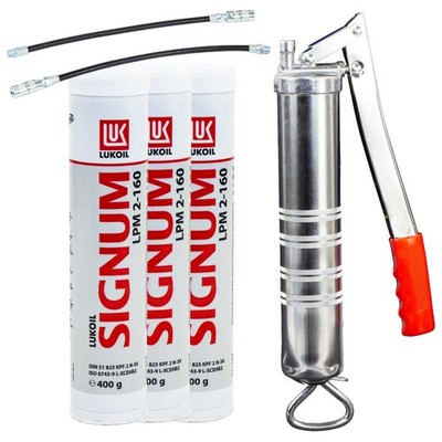 Mehrzweckfett Lithium Lukoil LPM 2-160 mit MoS2 3 X 400g + Fettpresse BockTec