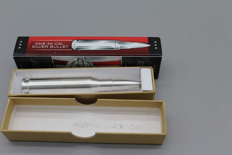 Silver Bullet Bullion .50 Cal Bullet 10 oz Silver Bullion with Box ...