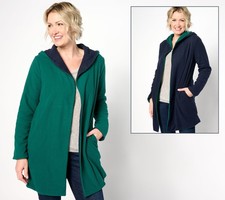 Cuddl Duds Women's Top Sweater Sz XS Regular Reversible Hooded Green A625842