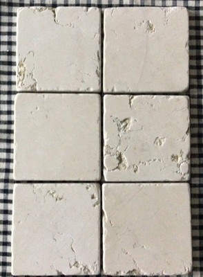 6 Fliesen Antikmarmor Bianco Perlino, 10 x 10 cm, Untersetzer, Naturstein