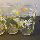 Vtg 70s Libbey Daisy and Butterfly Drinking Glasses - Set of 6 (4 Tall, 2 Short) — photo 5