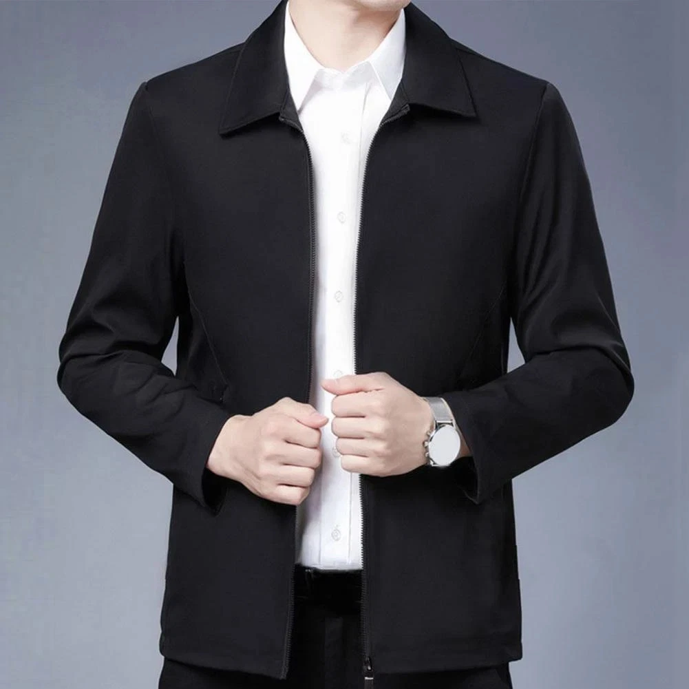 Casual Business Autumn Spring Jackets Outwear Top Men's Zipper Lapel Collar Coat image 2