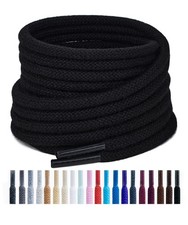 2 pairs round cotton shoe laces for sneakers, 4 mm anti-slip round laces for