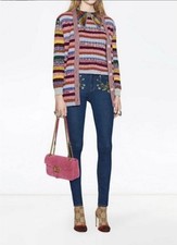 New NWT Gucci Floral Embroidered flower Skinny Jeans Authentic size 23 24 1200