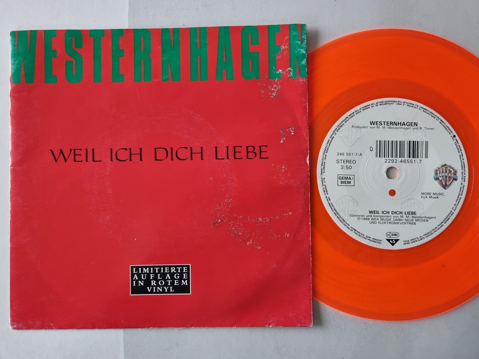 Marius Müller-Westernhagen - Weil ich dich liebe 7'' Vinyl Germany RED VINYL