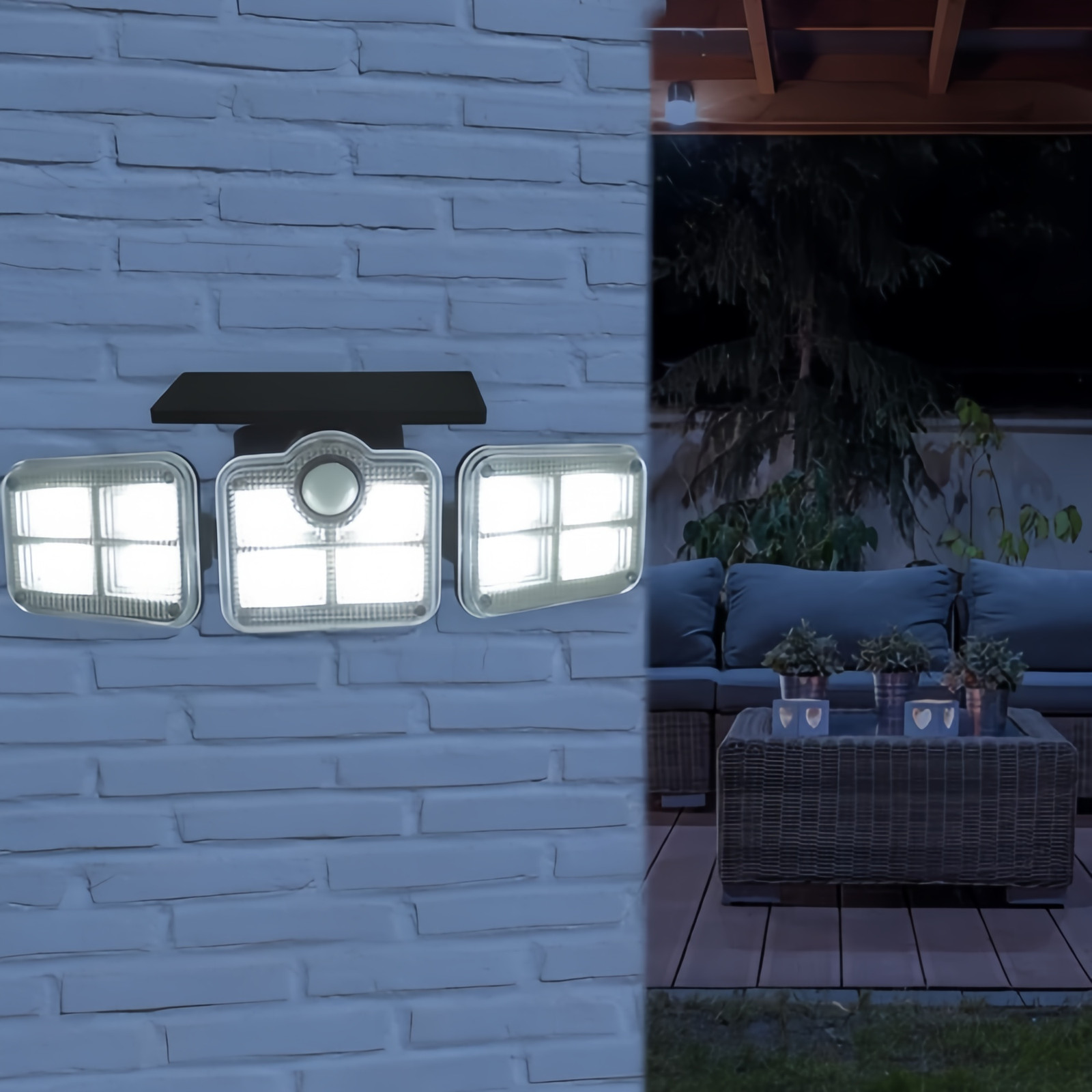 3 Head 50000LM LED Solar Lights Outdoor Waterproof Motion Sensor Security Lamp