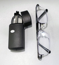 A pair of 3 reading glasses 1 regular and 1 folding, unisex, never used