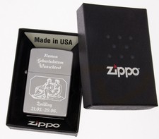 Zippo Feuerzeug Chrome Satin mit Gravur Stern...