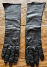 Vintage Black Leather Gloves Size 6 1/2 Italy