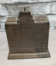 Vintage Rare Banthrico The City National Bank Building Metal Coin Piggy Bank