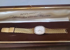 Swiss Made Bulova Accutron 10k GP Diamonds Gold Dress Ladies Watch IN BOX