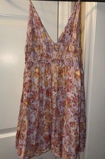 Urban Outfitters  Floral Dress Lavender grey with gold pink accents Size Small