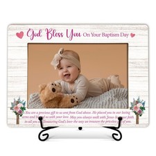 Baptism Picture Frame, God Bless You Wooden Photo Frame, Blessing Gifts For D...