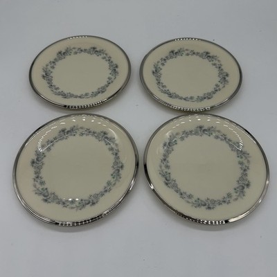 Lot of 4 Lenox Repertoire Bread & Butter Plates 6.25  Platinum Blue Floral USA