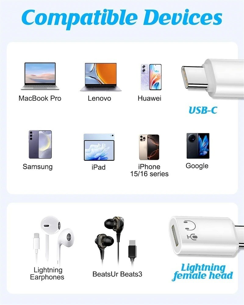 Adattatore per cuffie audio da femmina a tipo C per iPhone 17 16 15 Pro Max foto 3