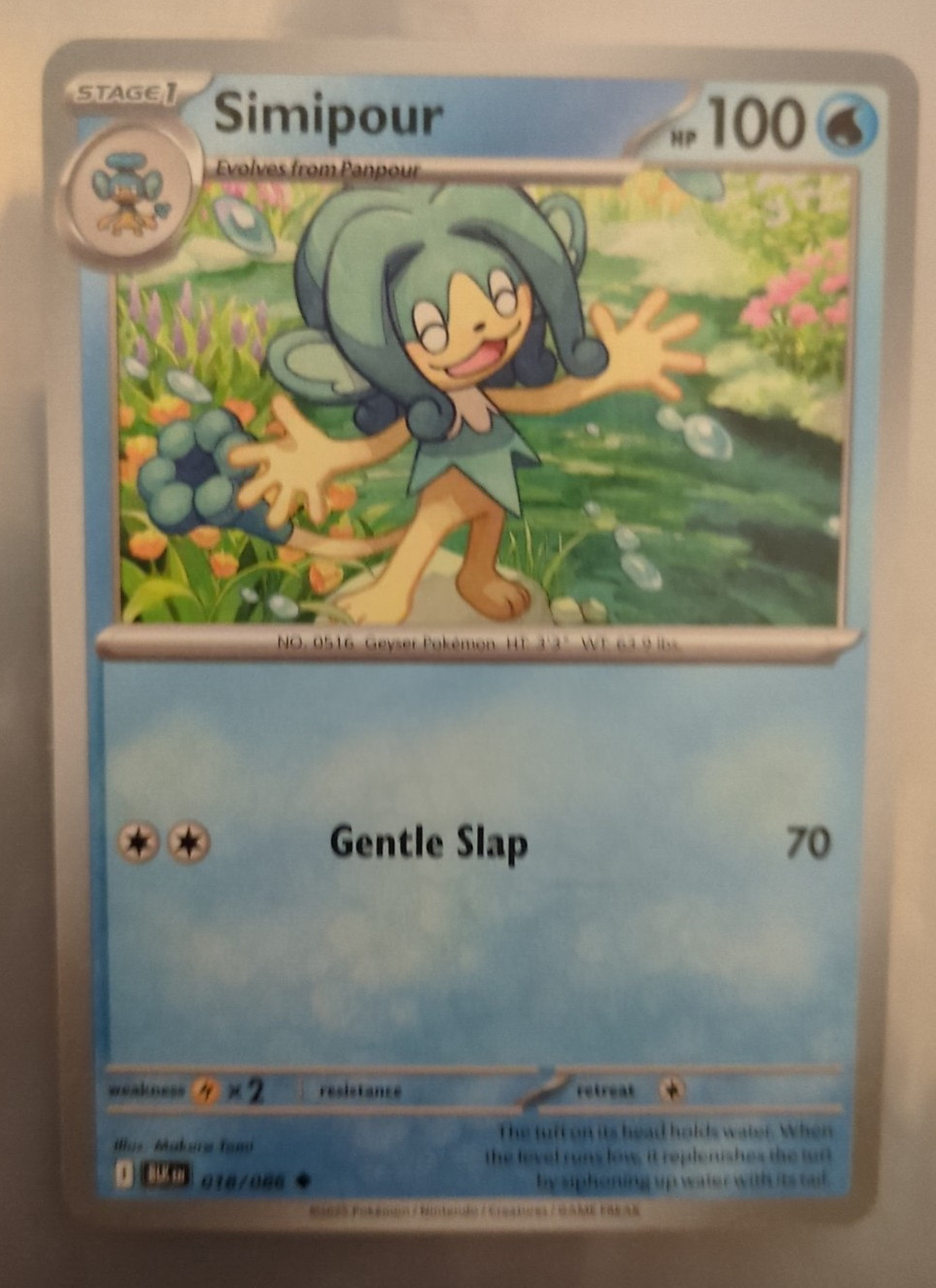 Pokémon TCG Simipour SV Black Bolt 018/086 Uncommon Near Mint