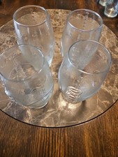 Football Shaped Embossed Glass Tumblers 23 oz SET of 4 Beer Glasses