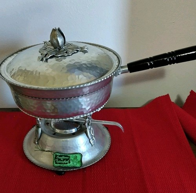 #ad Rodney Kent Hand Wrought Hammered Chafing Set Aluminum 1950s 60s $59.00